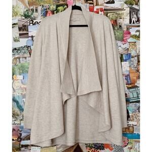 Cream LOFT Wool Blend Waterfall Open Front Cardigan Sweater S